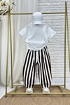 Unisex Laciel Baloon Denim Kahve Çizgili Pantolon