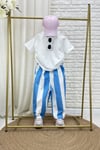 Unisex Laciel Baloon Mavi Çizgili Jean Pantolon
