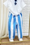 Unisex Laciel Baloon Mavi Çizgili Jean Pantolon