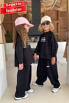 Unisex Mevsimlik Bisiklet Yaka Stay Kind Siyah Takım