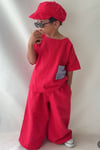 Unisex Şapka Dahil Keten Oversize Takım