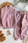 Unisex Şardonlu Fermuarlı Adids Pudra Takım