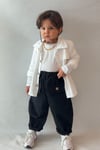 Unisex Trenç Beyaz Gömlek Düğmeli Pantolon Takım