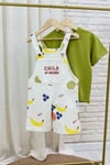Unisex Tshirt Dahil Child Yeşil Şortlu Salopet