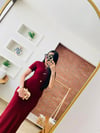 Bordo Aksesuarlı Elbise