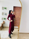 Bordo Boğazlı Elbise