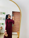 Bordo Boğazlı Elbise