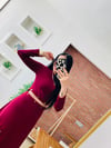 Bordo Çıt Çıt Detaylı Elbise
