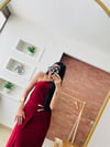 Bordo Toka Detaylı Sandy Elbise