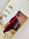 Fermuarlı Bordo Şalvar Takım