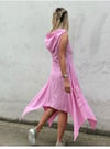 Gabardin Kumaş Pembe Elbise