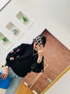 Kolları Nakışlı Siyah Triko Bluz