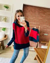 Lacivert Triko Detaylı Sweat