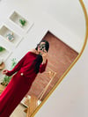 Sandy Kumaş Tokalı Bordo Elbise