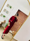 Sandy Kumaş Tokalı Bordo Elbise