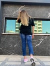 Zincir Detaylı Siyah Tshirt