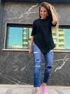 Zincir Detaylı Siyah Tshirt