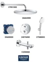 Grohtherm Ankastre Termosta Banyo Bataryası Seti Oval Gagadan Yönlendiricili (Geniş Oval Tepe Duşlu) 24076SET5