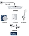 Grohtherm Termostatik Ankastre Banyo Bataryası Seti Kare Gagadan Yönlendiricili(Kare Tepe Duşlu) 24079SET6