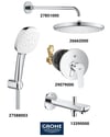 Bauedge Ankastre Banyo Bataryası Seti Büyük Rozetli Gagadan Yönlendiricili (Oval Tepe Duşlu) 29079SET5