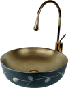 Pure  Sıyah/Bakır Yaprak Tezgah Üstü Lavabo Bc-907 BC-907