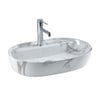 E-2114M1 Tezgah Üstü Lavabo Beyaz Mermer Desenli E-2114M1