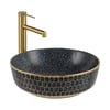 E-W8145 Tezgah Üstü Lavabo Mat Gri & Altın E-W8145