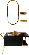 Pure 105Cm Gold Metal Alt Ve Üst Banyo Dolabı Mbu-7000 MBU-7000