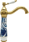 Pure Ebru Mavi Altın Tezgah Üstü Çanak Lavabo Armatürü Wg-131 WG-131