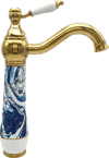 Pure Ebru Mavi Altın Tezgah Üstü Çanak Lavabo Armatürü Wg-131 WG-131