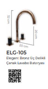 Pure Elagate Bronz Üç Delikli Lavabo Armatürü Elg-105 ELG-105