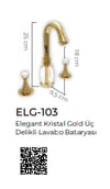 Pure Elagate Kristal Gold Üç Delikli Lavabo Armatürü Elg-103 ELG-103