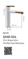 Pure Emr Beyaz Gold Mutfak Evye Armatürü Emr-104 EMR-104