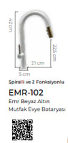 Pure Emr Beyaz Gold Mutfak Evye Armatürü Emr-102 EMR-102