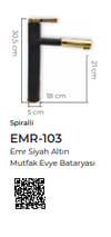 Pure Emr Siyah Gold Mutfak Evye Armatürü Emr-103 EMR-103