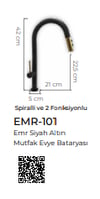 Pure Emr Siyah Gold Mutfak Evye Armatürü Emr-101 EMR-101