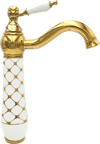 Pure Geometrik Beyaz Gold Tezgah Üstü Çanak Lavabo Armatürü Wg-216 WG-216
