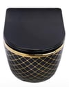 Pure Geometrik Siyah Altın Kanalsız Asma Klozet Wh-784 WH-784