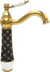 Pure Geometrik Siyah Gold Tezgah Üstü Çanak Lavabo Armatürü Wg-215 WG-215