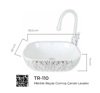 Pure Marble Beyaz Gümüş Tezgah Üstü Çanak Lavabo Tr-110 TR-110