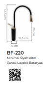 Pure Minimal Black Gold Çanak Lavabo Armatürü Bf-220 BF-220
