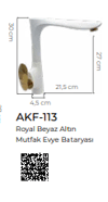 Pure Royal Beyaz Gold Mutfak Evye Armatürü Akf-113 AKF-113