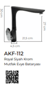 Pure Royal Siyah Krom Mutfak Evye Armatürü Akf-112 AKF-112
