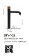 Pure Stil Mat Siyah Gold Tezgah Üstü Çanak Lavabo Armatürü Sty-105 STY-105