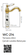Pure Terrazzo Gold Tezgah Üstü Çanak Lavabo Armatürü Wc-214 WC-214