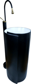 Pure White Black Batarya Deliksiz Kolon Lavabo 360X360X820Mm Bb-916 BB-916