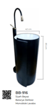 Pure White Black Batarya Deliksiz Kolon Lavabo 360X360X820Mm Bb-916 BB-916