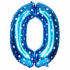 0 Rakam Mavi Yıldızlı Folyo Balon 100 Cm