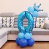 0 Rakam Mavi Yıldızlı Folyo Balon 100 Cm