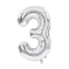 3 Rakam Folyo Gümüş Balon Küçük 35 cm
